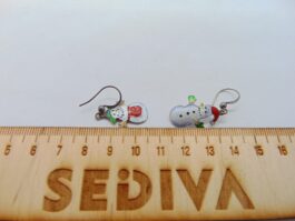 Cercei oameni de zapada din argint cu email