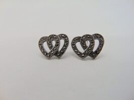 Cercei inimioare din argint cu marcasite