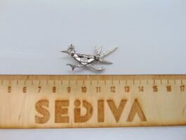 Brosa pasare navajo din argint cu turcoaz