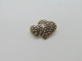 Brosa, pandantiv inima din argint cu marcasite