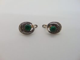Cercei din argint cu jad si marcasite