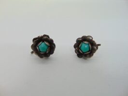 Cercei clips surub din argint cu turcoaz Mexic