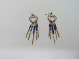 Cercei navajo din argint cu turcoaz si lapis lazuli