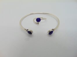 Set bratara si inel reglabil din argint cu lapis lazuli