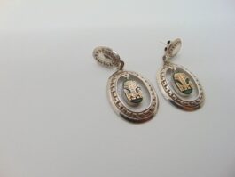 Cercei azteci din argint cu malachit