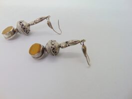 Cercei lucrati manual din argint cu ochi de tigru