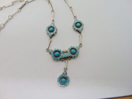 Colier zuni Dishta din argint cu turcoaz