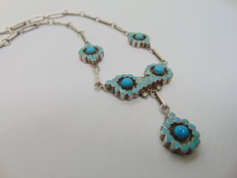 Colier zuni Dishta din argint cu turcoaz
