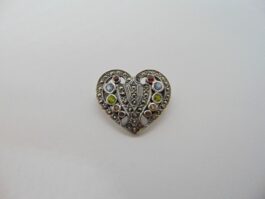 Brosa inima din argint cu marcasite