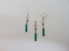 Set cercei si pandantiv azteci din argint si crisocola