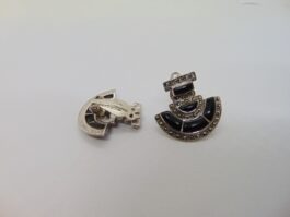 Cercei clips din argint cu onix si marcasite