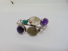 Bratara statement din argint cu ametist, labradorit, quartz rutilat