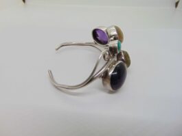 Bratara statement din argint cu ametist, labradorit, quartz rutilat