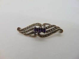 Brosa din argint cu marcasite si ametist