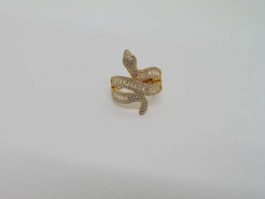 Inel sarpe din argint aurit si cubic zirconia